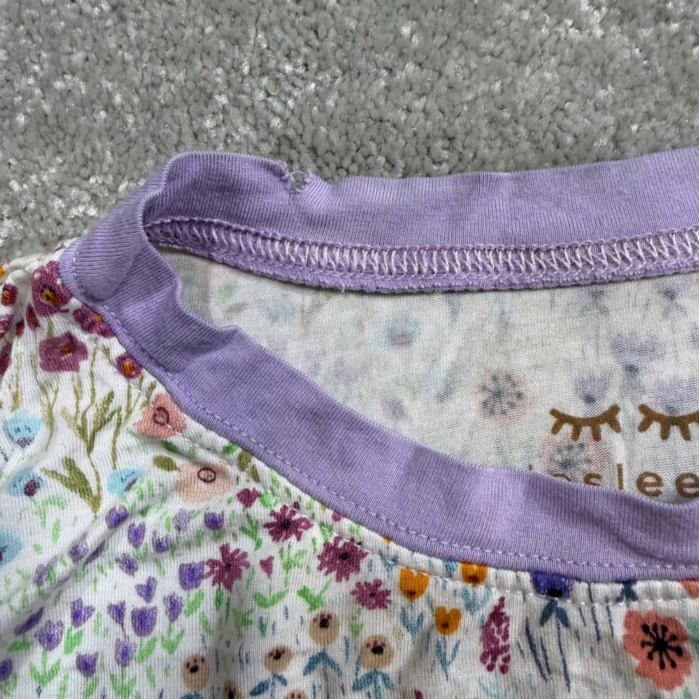 Little Sleepies Flower Fields Bamboo Pajama Set Purple Floral  Girls 7/8 Cottage - Picture 10 of 16